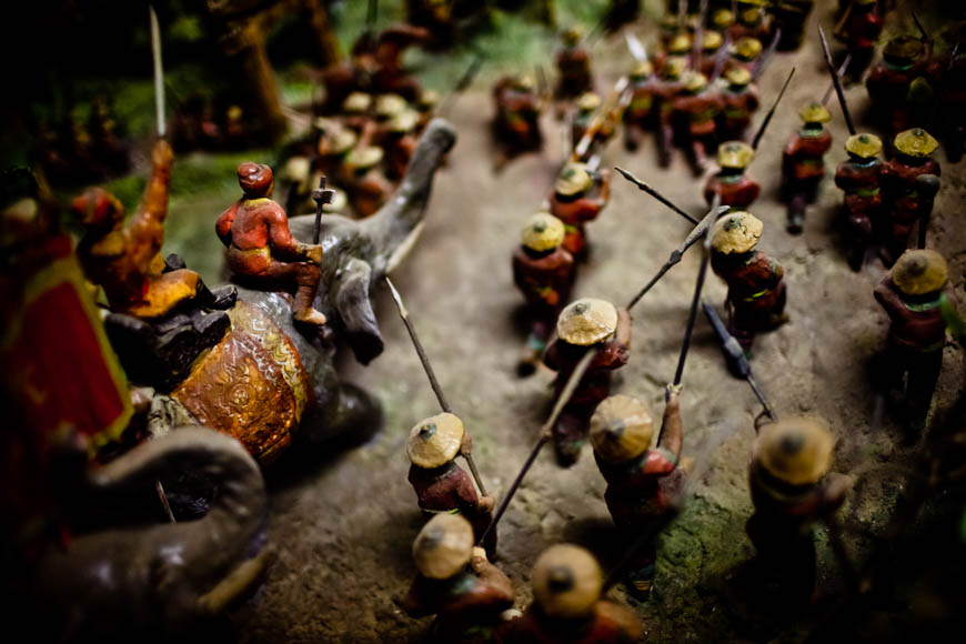A recreation of a legendary battle at the Museum of Ethnology in Hanoi.