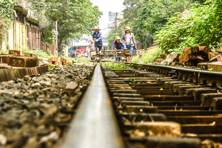 Hanoi's train tacks run through the city.